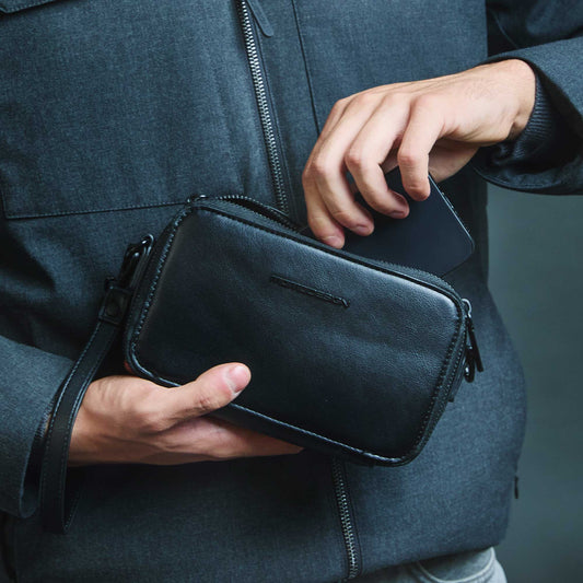 Momodesign pouch business Work nappa grande in nappa PU nera