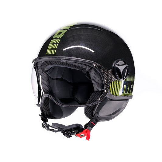 Casco moto jet FGTR CLASSIC Stripes E2206 Nero glitter / giallo fluo