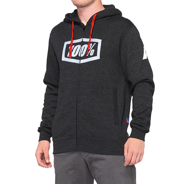 FELPA CON ZIP E CAPPUCCIO 100% SYNDICATE BLACK MELANGE (TAGLIA XL)