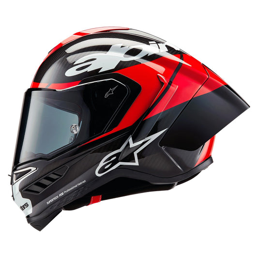 Alpinestars Supertech R10 Helmet Element Black/ Carbon Bright Red/ White Glossy