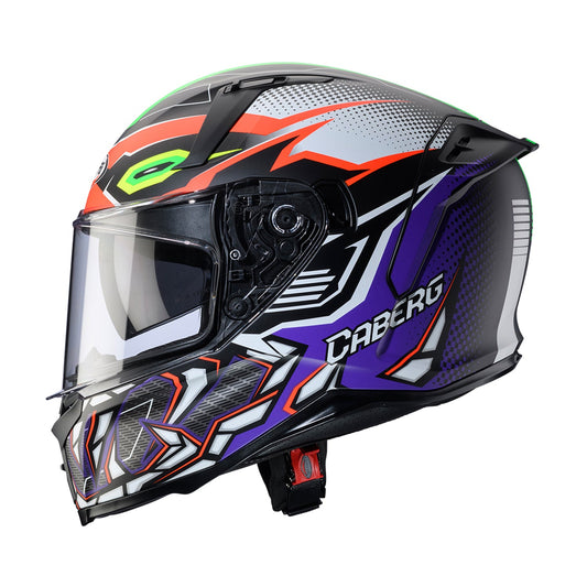 Caberg Avalon X Helmet Gurkha Black/Orange Fluo/Green Fluo/Purple Matt