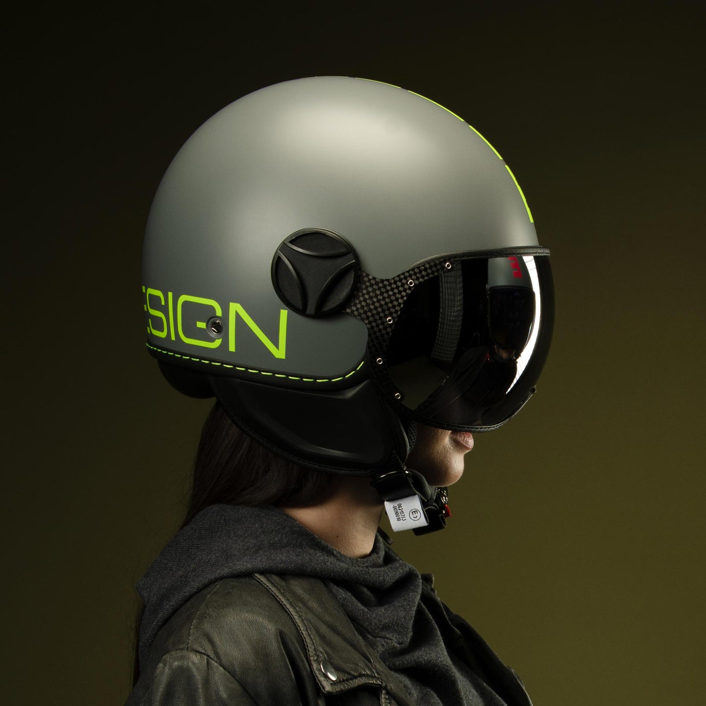Casco moto jet FGTR CLASSIC Fluo E2206 Grigio opaco / Giallo fluo