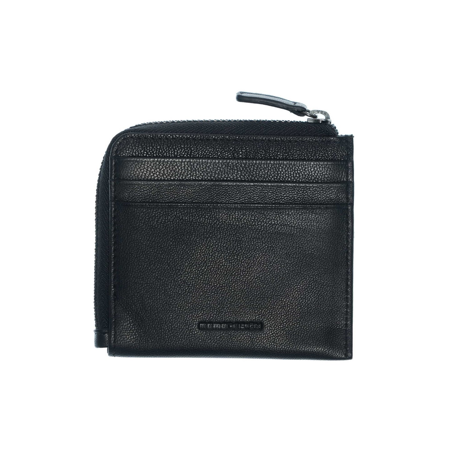 Momodesign portacarte con portamonete Subway in vera pelle nappa nera fluo