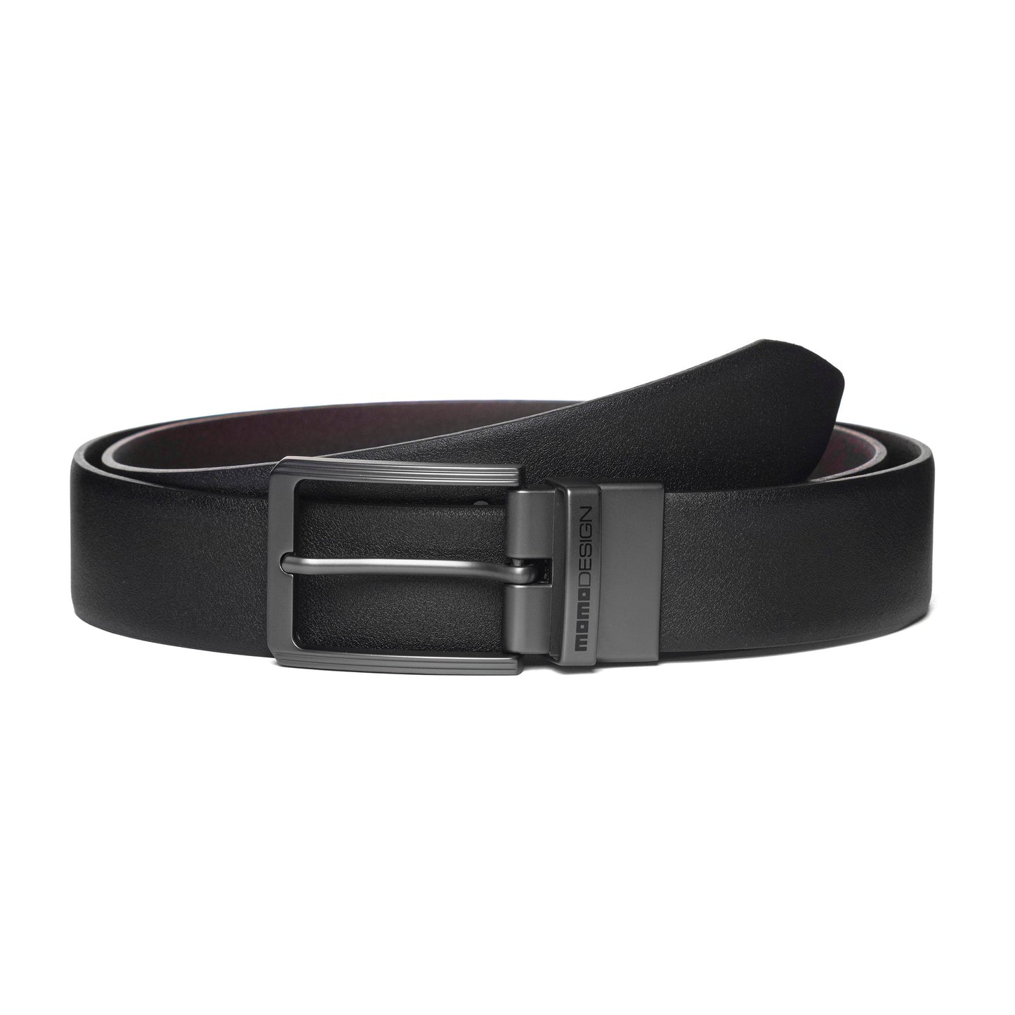 Momodesign Cintura in pelle nera / moro con fibbia antracite