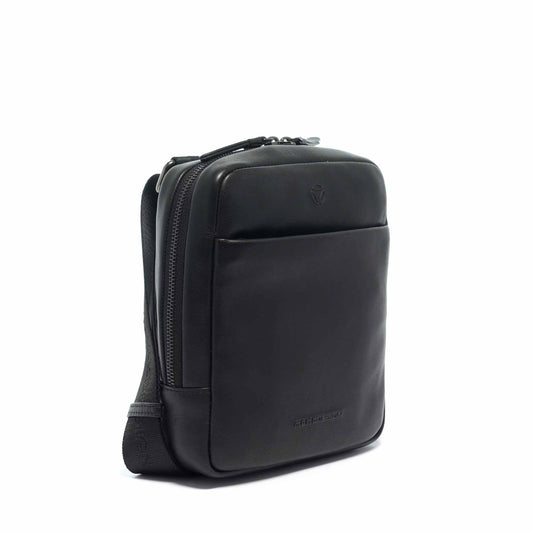 Momodesign Tracolla Business Logo in Pelle Nera
