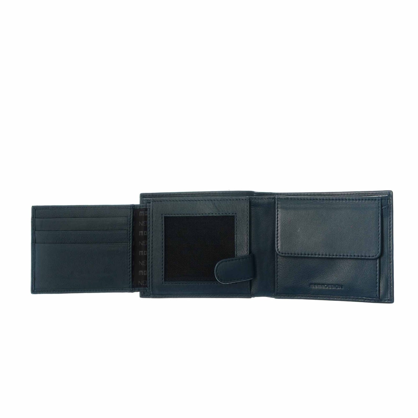 Momodesign Portafoglio trifold in vera Pelle blu