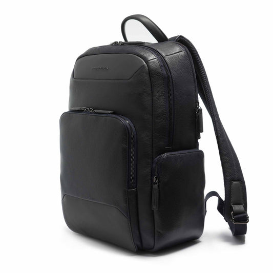 Momodesign Zaino Dollaro con 3 tasche in pelle colore blu