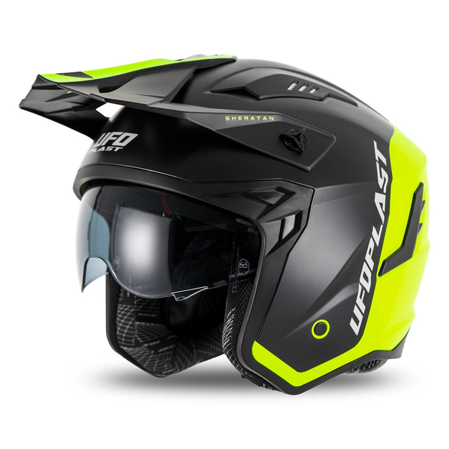 UFO Sheratan Cross Jet Helmet Black/Yellow Fluo Gloss