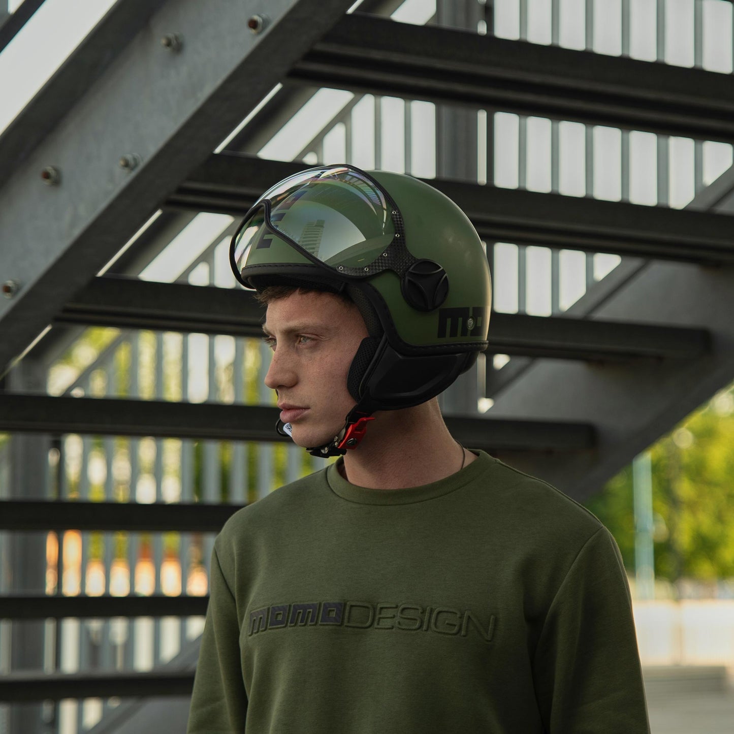 Casco moto jet FGTR CLASSIC Mono E2206 Verde militare opaco / nero