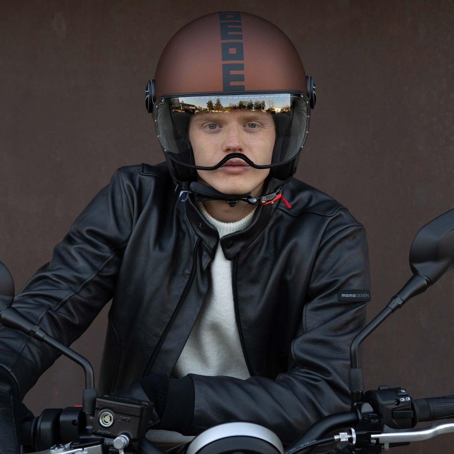 Casco moto jet FGTR EVO Mono E2206 espresso opaco / nero