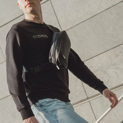 Momodesign Marsupio Sportivo Unico in Saffiano PU e Nylon nero