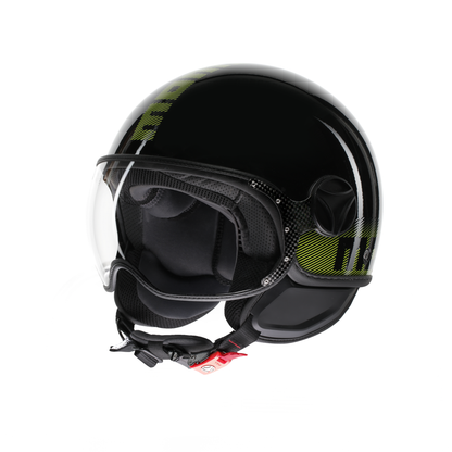 Casco moto jet FGTR CLASSIC Stripes E2206 Nero lucido / giallo fluo