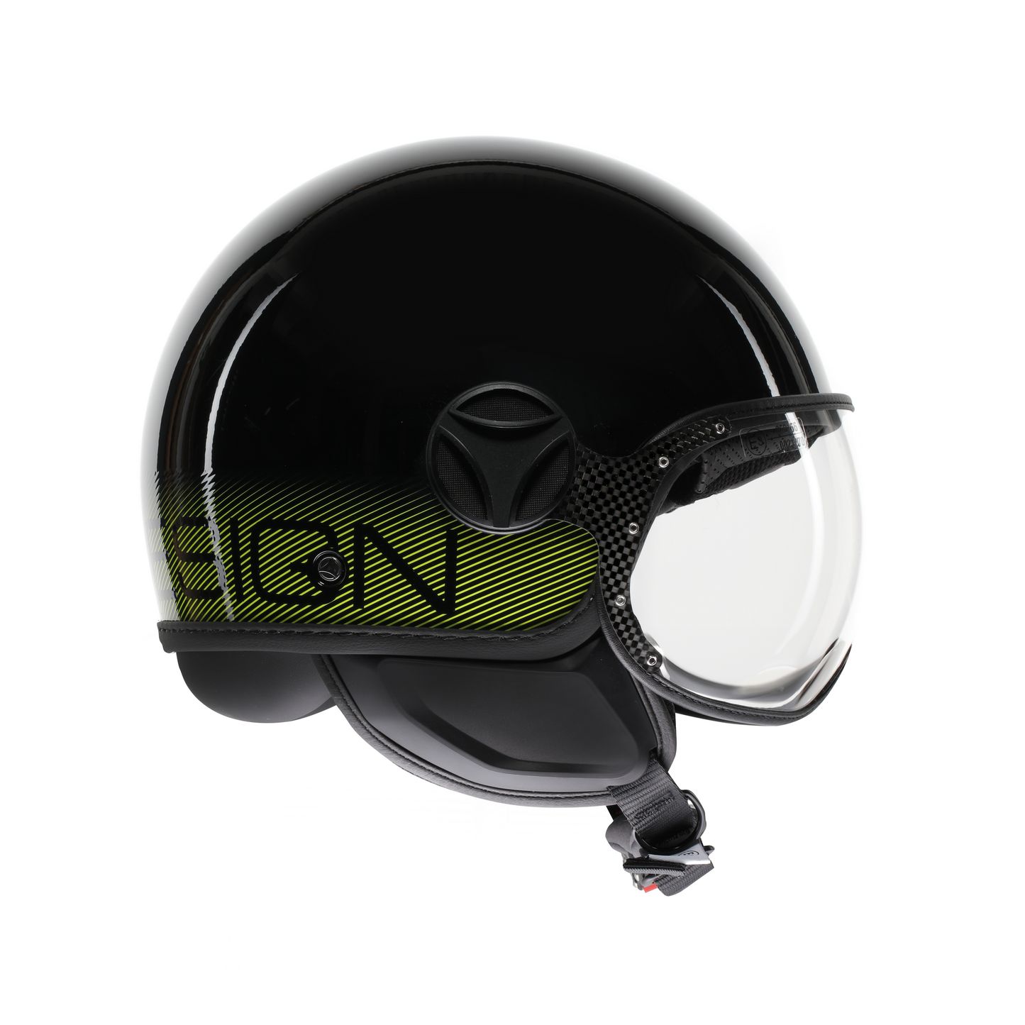 Casco moto jet FGTR CLASSIC Stripes E2206 Nero lucido / giallo fluo