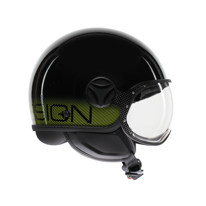 Casco moto jet FGTR CLASSIC Stripes E2206 Nero lucido / giallo fluo