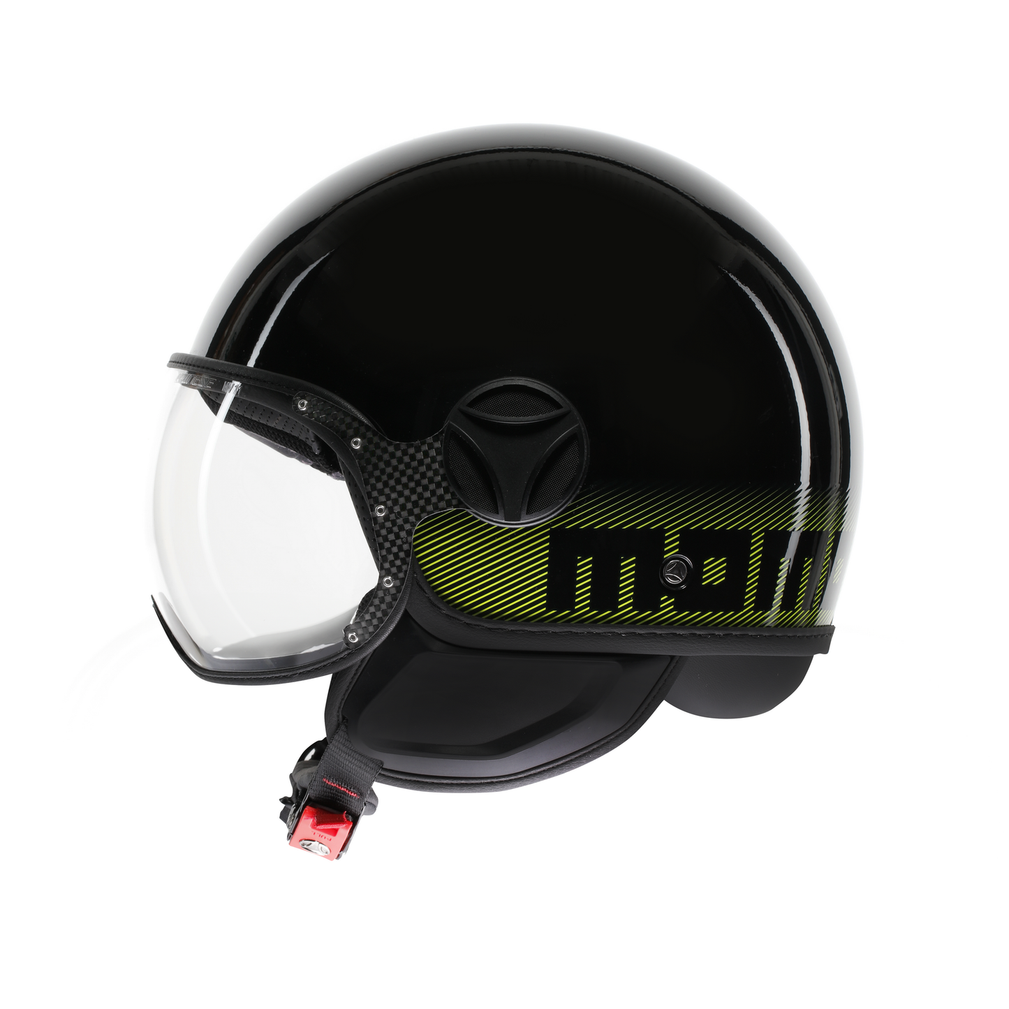 Casco moto jet FGTR CLASSIC Stripes E2206 Nero lucido / giallo fluo