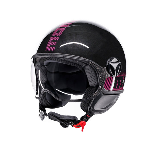 Casco moto jet FGTR CLASSIC Stripes E2206 Nero glitter / fucsia