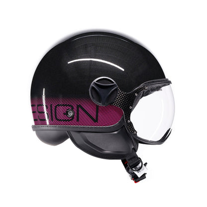 Casco moto jet FGTR CLASSIC Stripes E2206 Nero glitter / fucsia
