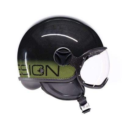 Casco moto jet FGTR CLASSIC Stripes E2206 Nero glitter / giallo fluo