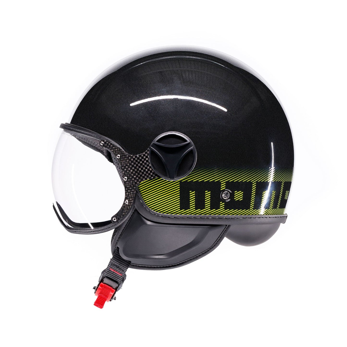 Casco moto jet FGTR CLASSIC Stripes E2206 Nero glitter / giallo fluo