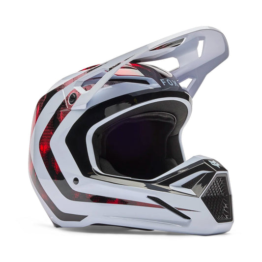 Fox V1 Kairos Helmet White/Red Fluo
