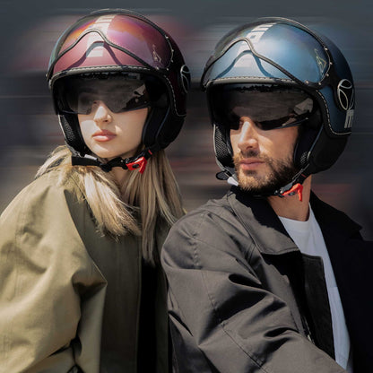 Casco moto jet FGTR EVO Mono E2206 Blu avio opaco / silver