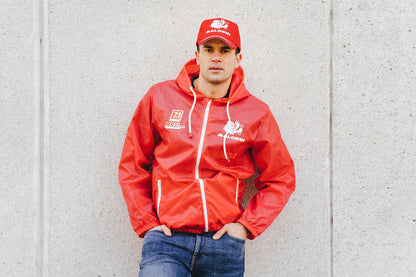 MALOSSI Giacca Impermeabile colore ROsso con logo Malossi e 7.1 con cappuccio