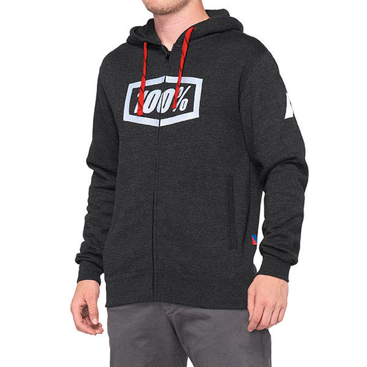 FELPA CON ZIP E CAPPUCCIO 100% SYNDICATE BLACK MELANGE (TAGLIA S)