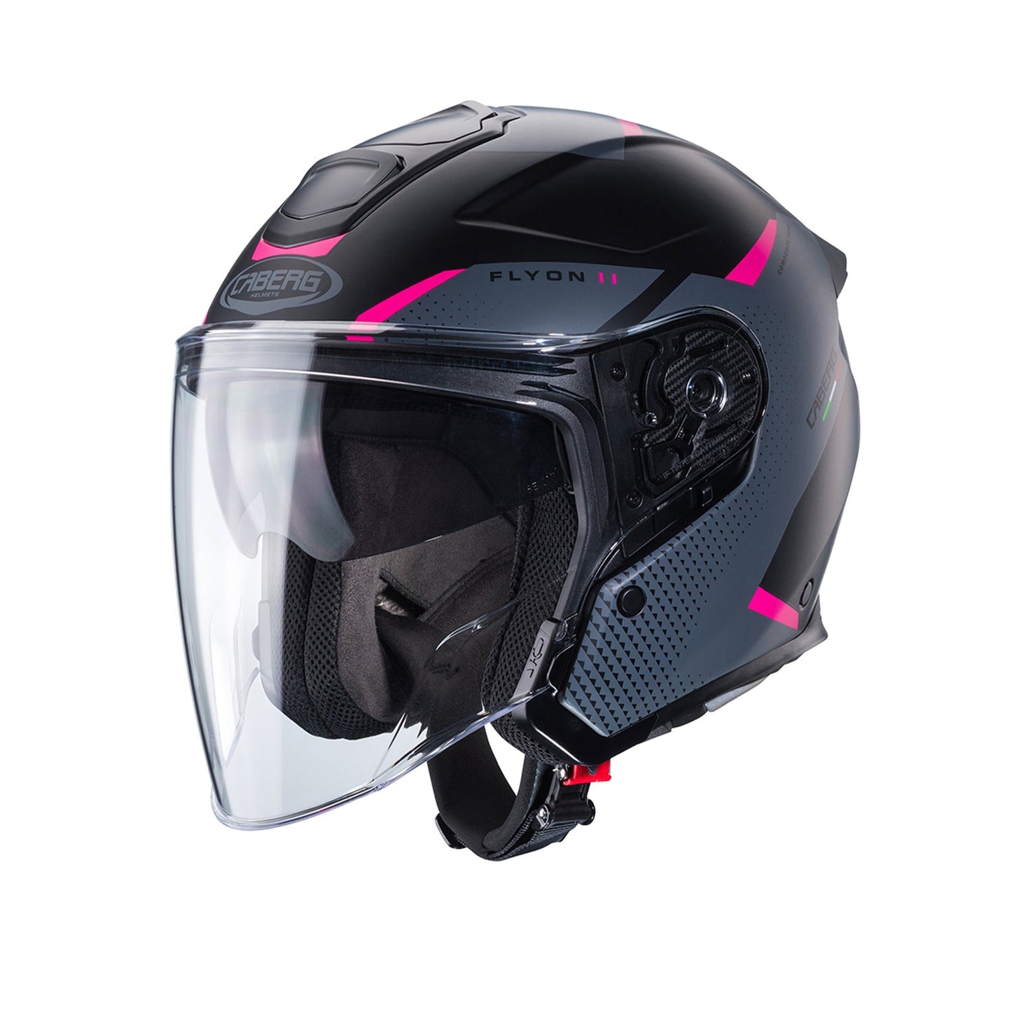 Caberg Flyon II Helmet Boss Matt Black/Grey/Fuchsia Matt