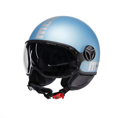 Casco moto jet FGTR EVO Mono E2206 blu primavera opaco / silver