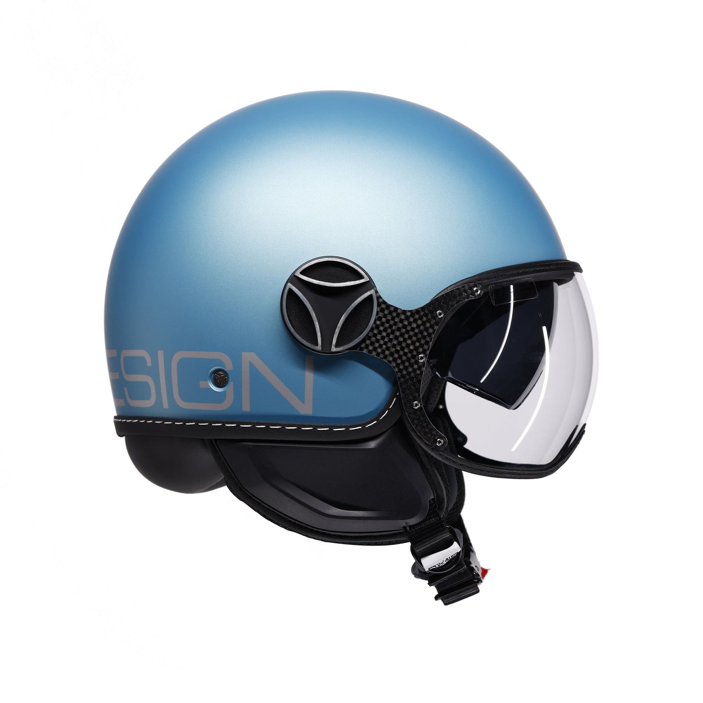 Casco moto jet FGTR EVO Mono E2206 blu primavera opaco / silver