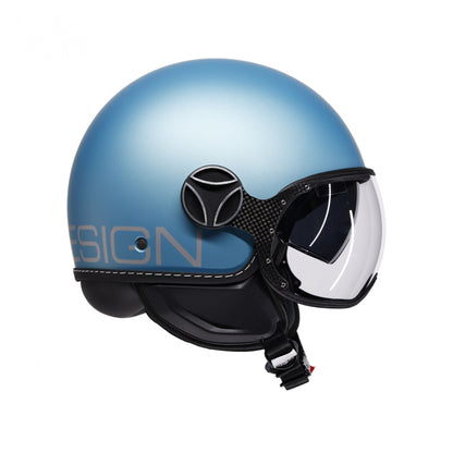 Casco moto jet FGTR EVO Mono E2206 blu primavera opaco / silver