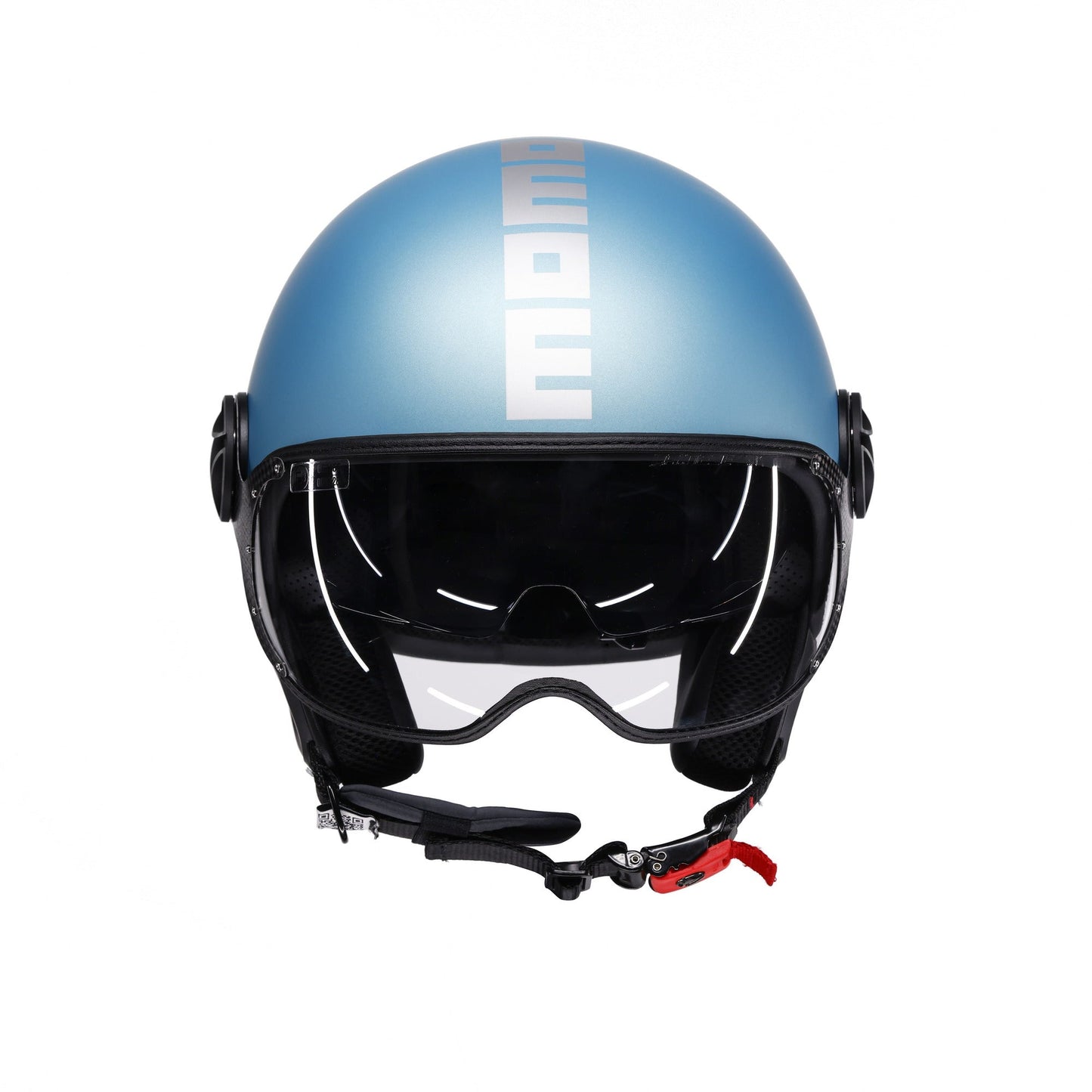 Casco moto jet FGTR EVO Mono E2206 blu primavera opaco / silver