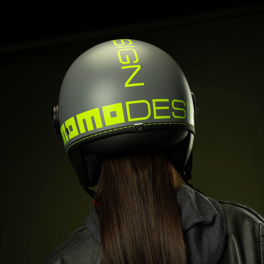 Casco moto jet FGTR CLASSIC Fluo E2206 Grigio opaco / Giallo fluo