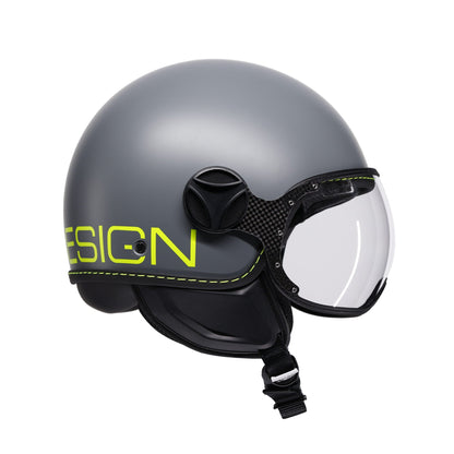 Casco moto jet FGTR CLASSIC Fluo E2206 Grigio opaco / Giallo fluo