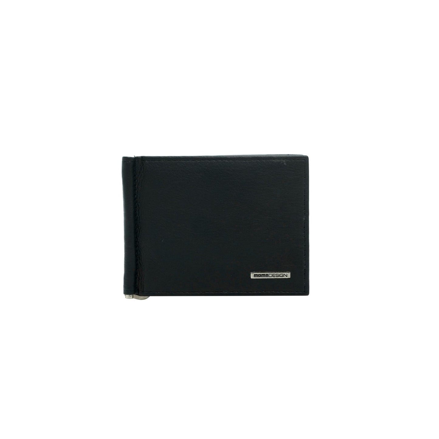 Momodesign Portafoglio con ferma banconote in pelle nera