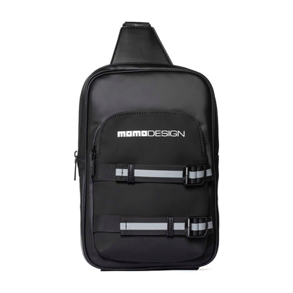 Momodesign borsa monospalla Rubber nero con fasce riflettenti