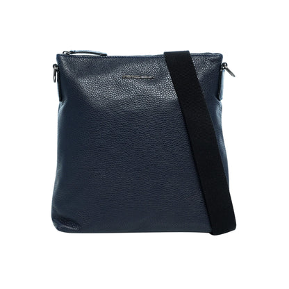 Momodesign Tracolla con zip in vera pelle blu martellata