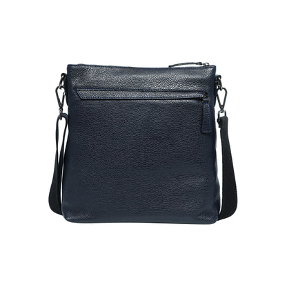 Momodesign Tracolla con zip in vera pelle blu martellata