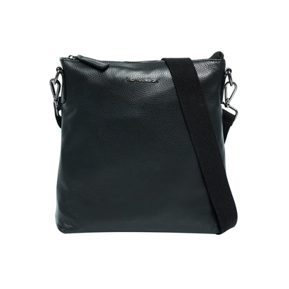 Tracolla Momodesign con zip in vera pelle nera martellata