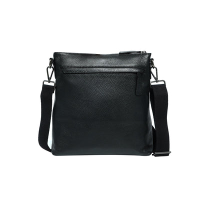 Tracolla Momodesign con zip in vera pelle nera martellata