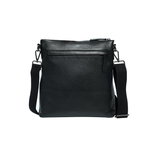 Tracolla Momodesign con zip in vera pelle nera martellata