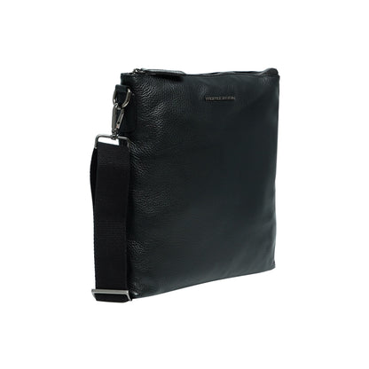 Tracolla Momodesign con zip in vera pelle nera martellata