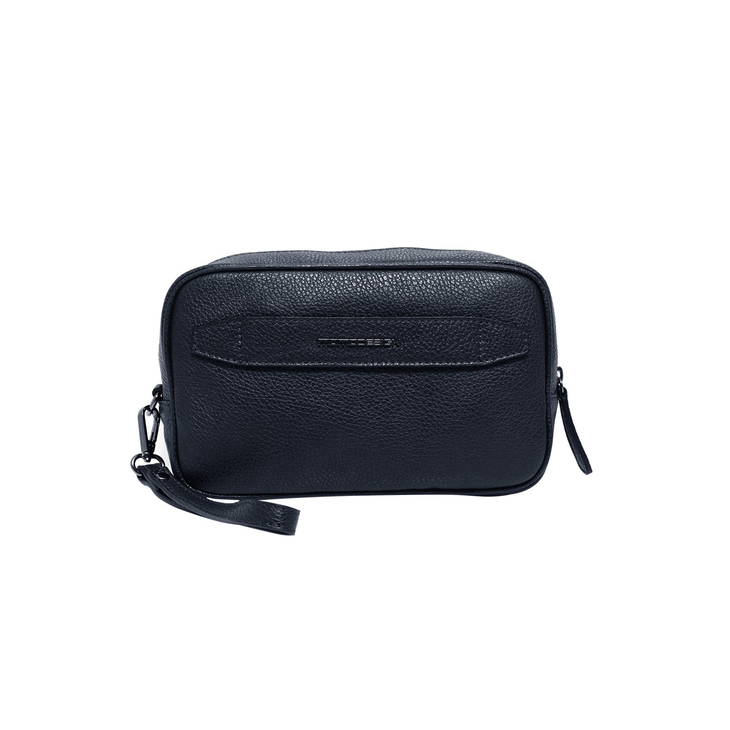 Momodesign Pouch in vera Pelle Blu Martellata
