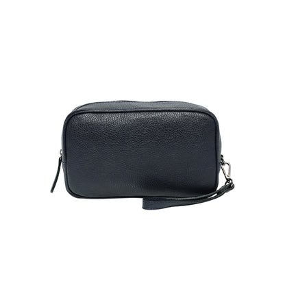 Momodesign Pouch in vera Pelle Blu Martellata