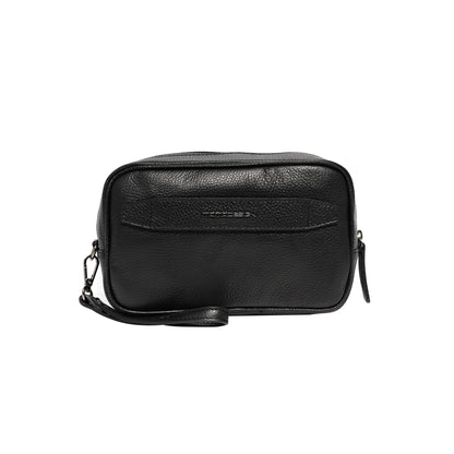 Momodesign pouch in vera pelle nera martellata