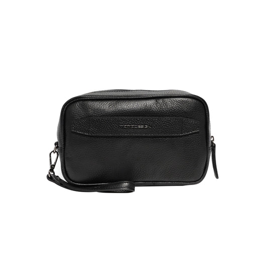 Momodesign pouch in vera pelle nera martellata