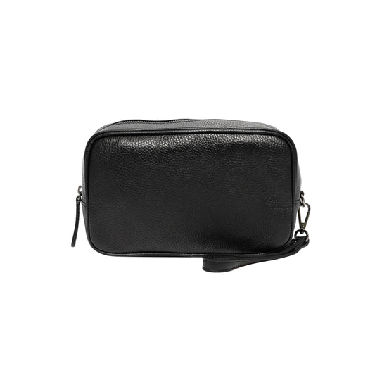 Momodesign pouch in vera pelle nera martellata