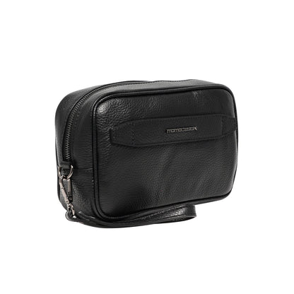Momodesign pouch in vera pelle nera martellata