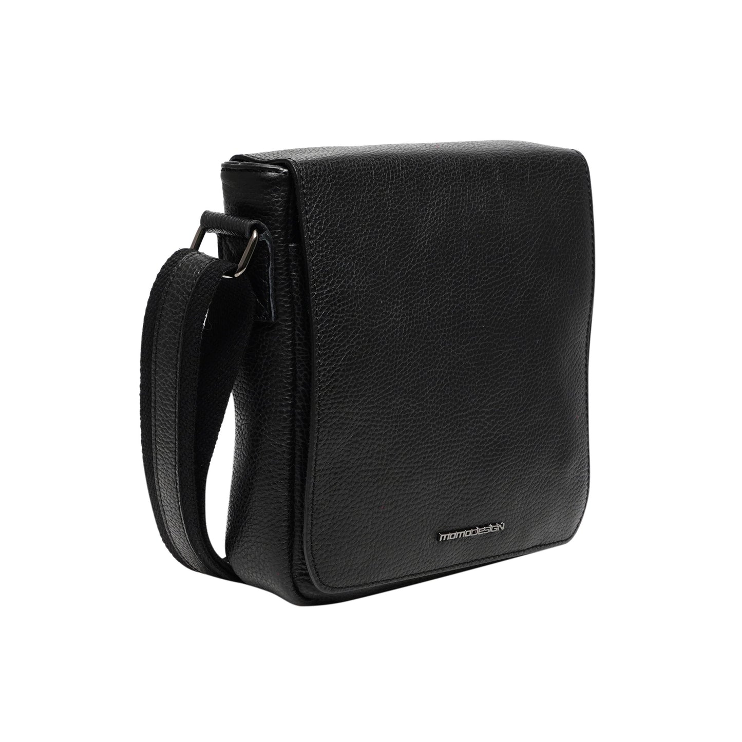 Momodesign Tracolla in vera pelle martellata nera