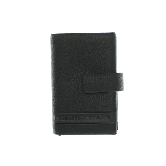 Momodesign Portacarte in pelle martellata con logo a rilievo